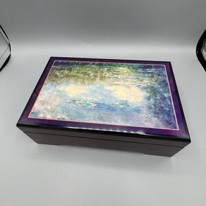 Vtg Monet Water Lilies Musical Jewelry Box Waltz of the Flowers by Tchaikovsky